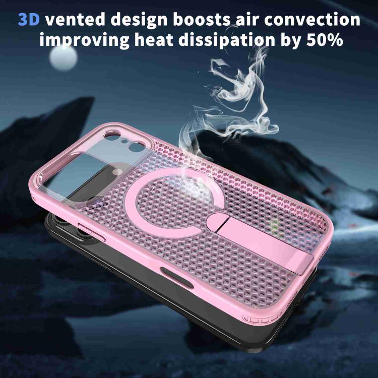 For iPhone 17 Pro kalebol Honeycomb Cooling MagSafe Holder Phone Case(Pink) - iPhone 17 Pro Cases by Kalebol | Online Shopping UK | buy2fix