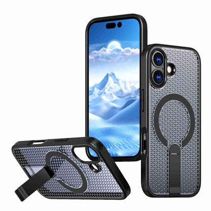 For iPhone 17 kalebol Honeycomb Cooling MagSafe Holder Phone Case(Black) - iPhone 17 Cases by Kalebol | Online Shopping UK | buy2fix