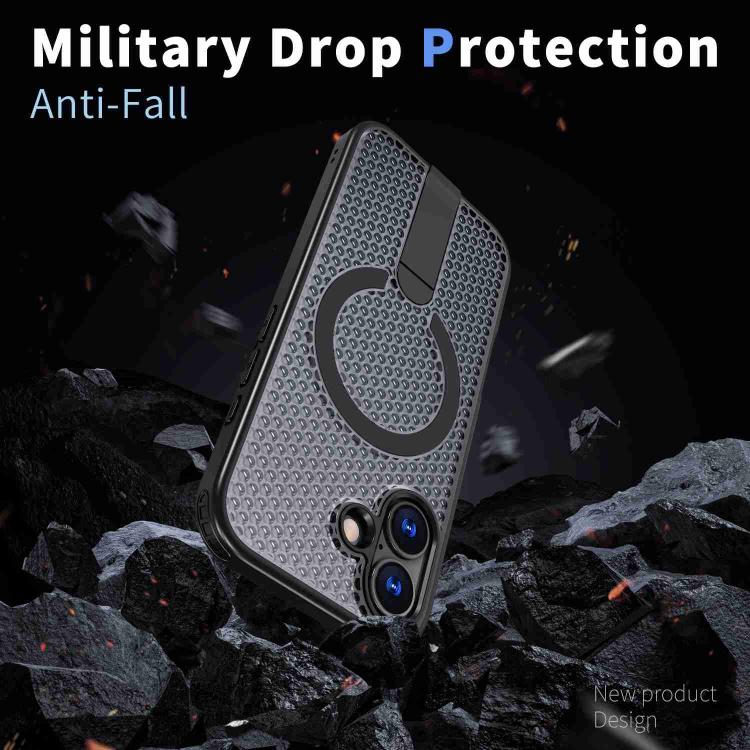 For iPhone 17 kalebol Honeycomb Cooling MagSafe Holder Phone Case(Black) - iPhone 17 Cases by Kalebol | Online Shopping UK | buy2fix