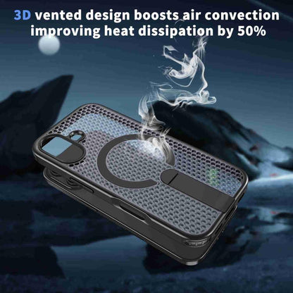 For iPhone 17 kalebol Honeycomb Cooling MagSafe Holder Phone Case(Black) - iPhone 17 Cases by Kalebol | Online Shopping UK | buy2fix