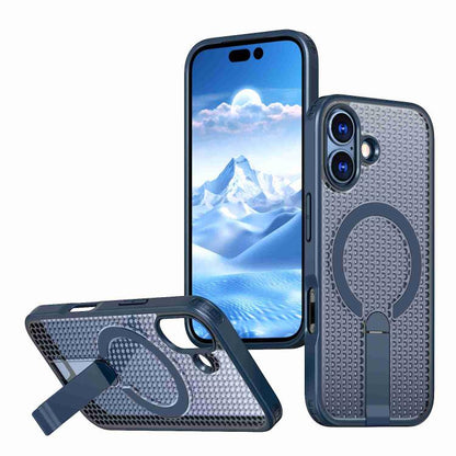 For iPhone 17 kalebol Honeycomb Cooling MagSafe Holder Phone Case(Blue) - iPhone 17 Cases by Kalebol | Online Shopping UK | buy2fix