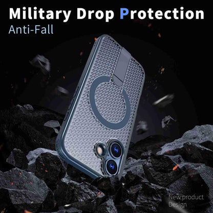 For iPhone 17 kalebol Honeycomb Cooling MagSafe Holder Phone Case(Blue) - iPhone 17 Cases by Kalebol | Online Shopping UK | buy2fix