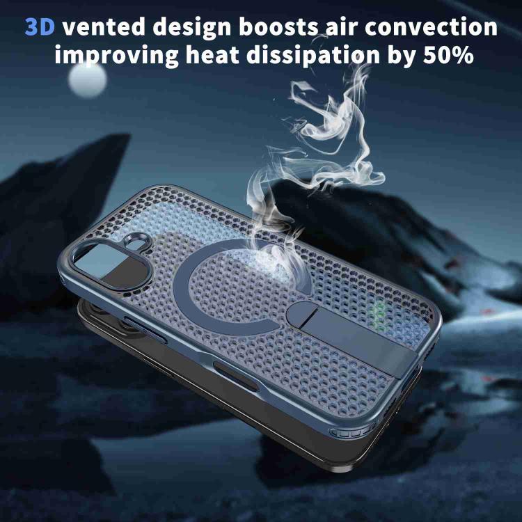 For iPhone 17 kalebol Honeycomb Cooling MagSafe Holder Phone Case(Blue) - iPhone 17 Cases by Kalebol | Online Shopping UK | buy2fix