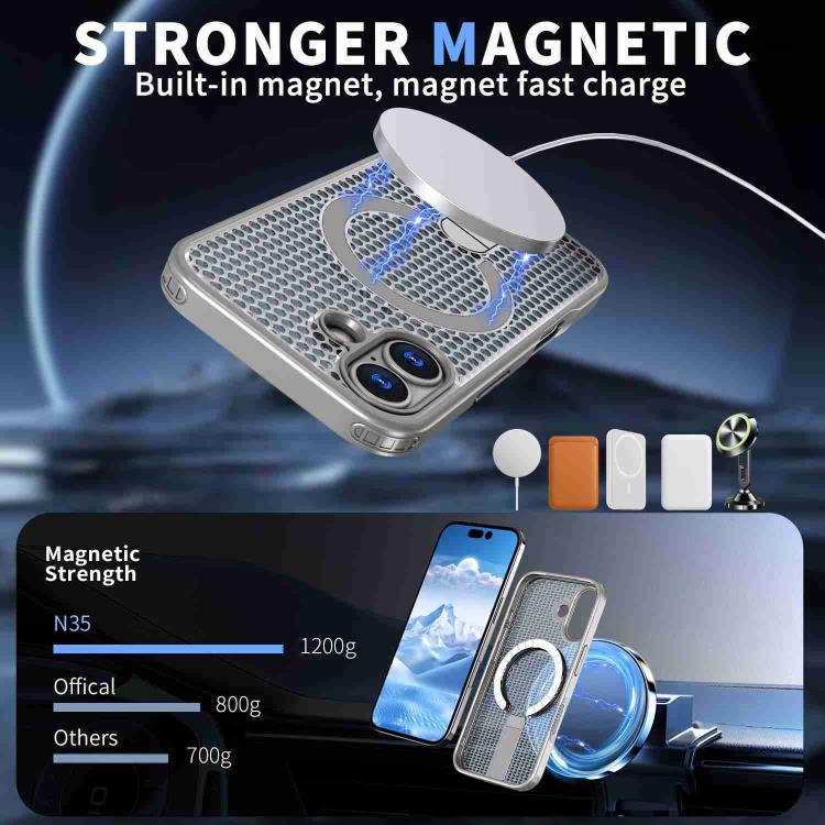 For iPhone 17 kalebol Honeycomb Cooling MagSafe Holder Phone Case(Titanium Grey) - iPhone 17 Cases by Kalebol | Online Shopping UK | buy2fix