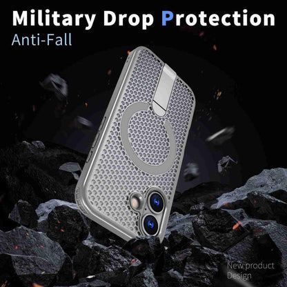 For iPhone 17 kalebol Honeycomb Cooling MagSafe Holder Phone Case(Titanium Grey) - iPhone 17 Cases by Kalebol | Online Shopping UK | buy2fix