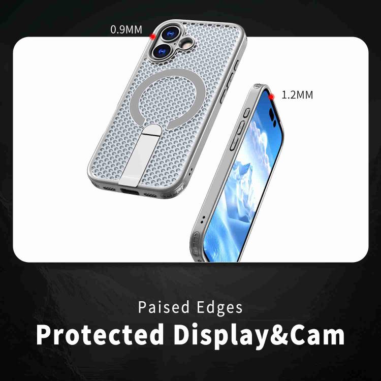 For iPhone 17 kalebol Honeycomb Cooling MagSafe Holder Phone Case(Titanium Grey) - iPhone 17 Cases by Kalebol | Online Shopping UK | buy2fix