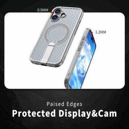 For iPhone 17 kalebol Honeycomb Cooling MagSafe Holder Phone Case(Titanium Grey) - iPhone 17 Cases by Kalebol | Online Shopping UK | buy2fix