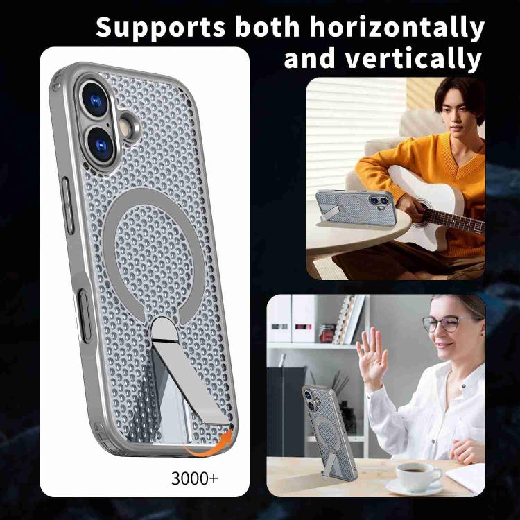 For iPhone 17 kalebol Honeycomb Cooling MagSafe Holder Phone Case(Titanium Grey) - iPhone 17 Cases by Kalebol | Online Shopping UK | buy2fix