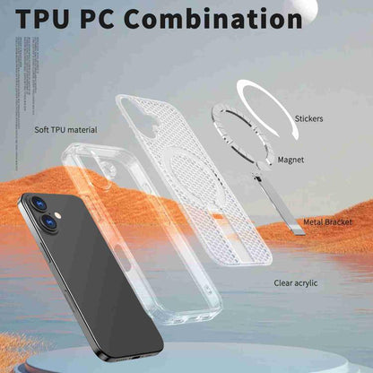 For iPhone 17 kalebol Honeycomb Cooling MagSafe Holder Phone Case(Frosted Transparent) - iPhone 17 Cases by Kalebol | Online Shopping UK | buy2fix