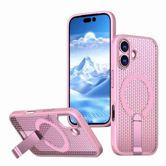 For iPhone 17 kalebol Honeycomb Cooling MagSafe Holder Phone Case(Pink) - iPhone 17 Cases by Kalebol | Online Shopping UK | buy2fix