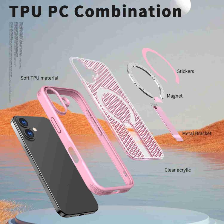 For iPhone 17 kalebol Honeycomb Cooling MagSafe Holder Phone Case(Pink) - iPhone 17 Cases by Kalebol | Online Shopping UK | buy2fix