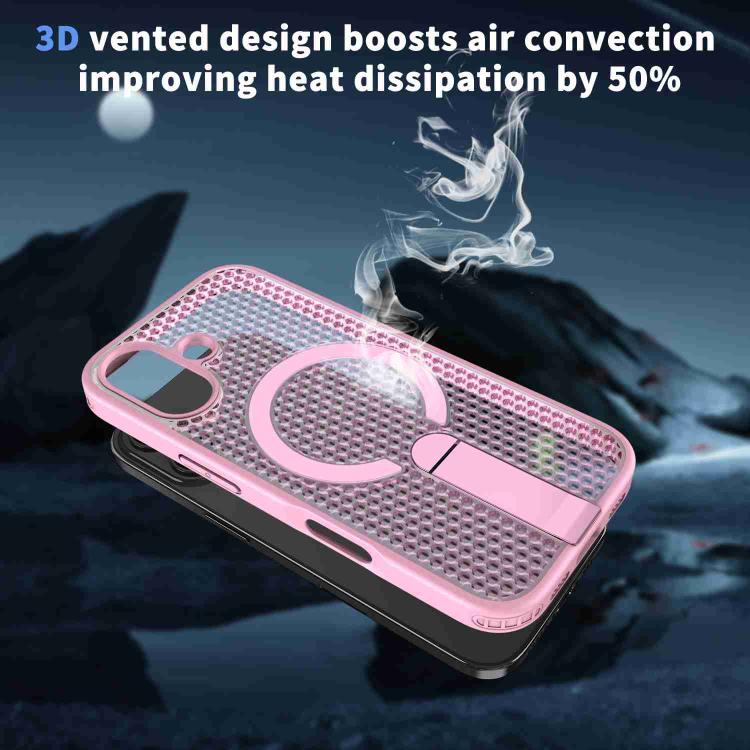 For iPhone 17 kalebol Honeycomb Cooling MagSafe Holder Phone Case(Pink) - iPhone 17 Cases by Kalebol | Online Shopping UK | buy2fix