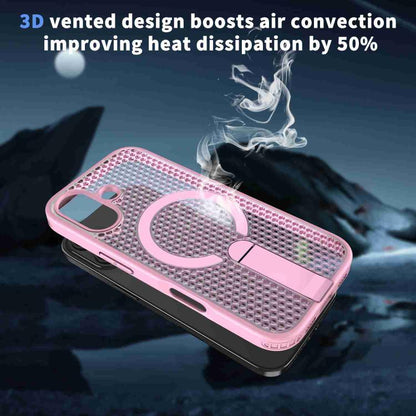 For iPhone 17 kalebol Honeycomb Cooling MagSafe Holder Phone Case(Pink) - iPhone 17 Cases by Kalebol | Online Shopping UK | buy2fix