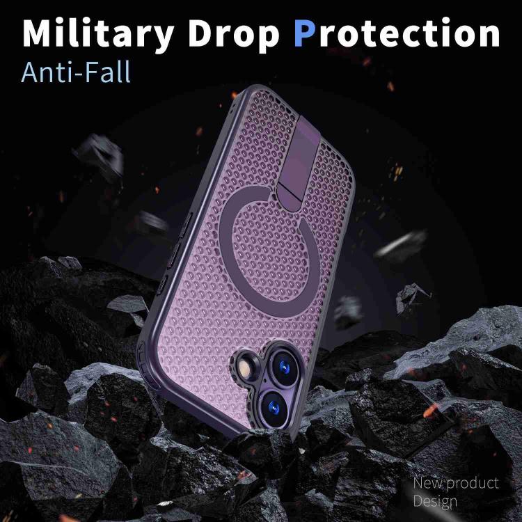 For iPhone 17 kalebol Honeycomb Cooling MagSafe Holder Phone Case(Purple) - iPhone 17 Cases by Kalebol | Online Shopping UK | buy2fix