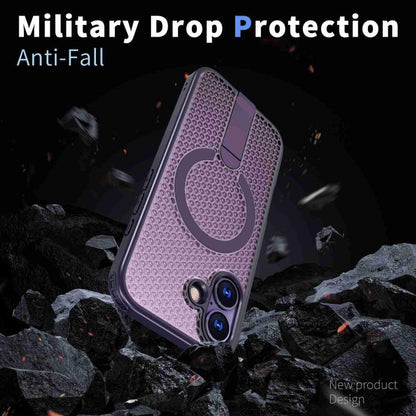 For iPhone 17 kalebol Honeycomb Cooling MagSafe Holder Phone Case(Purple) - iPhone 17 Cases by Kalebol | Online Shopping UK | buy2fix