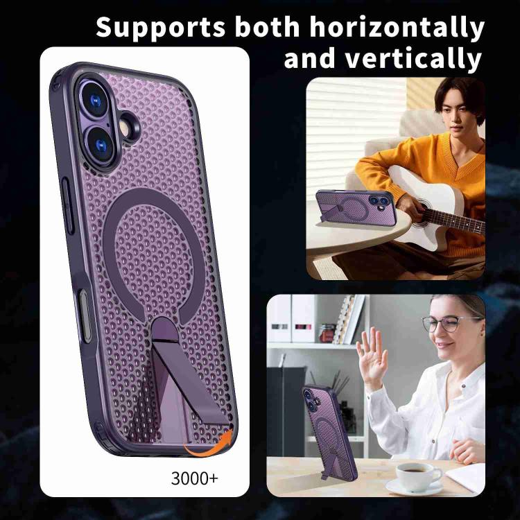 For iPhone 17 kalebol Honeycomb Cooling MagSafe Holder Phone Case(Purple) - iPhone 17 Cases by Kalebol | Online Shopping UK | buy2fix
