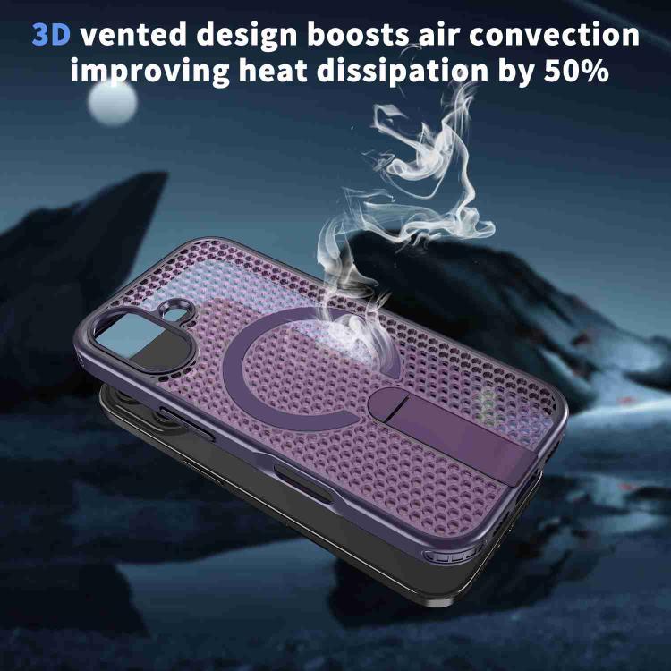 For iPhone 17 kalebol Honeycomb Cooling MagSafe Holder Phone Case(Purple) - iPhone 17 Cases by Kalebol | Online Shopping UK | buy2fix