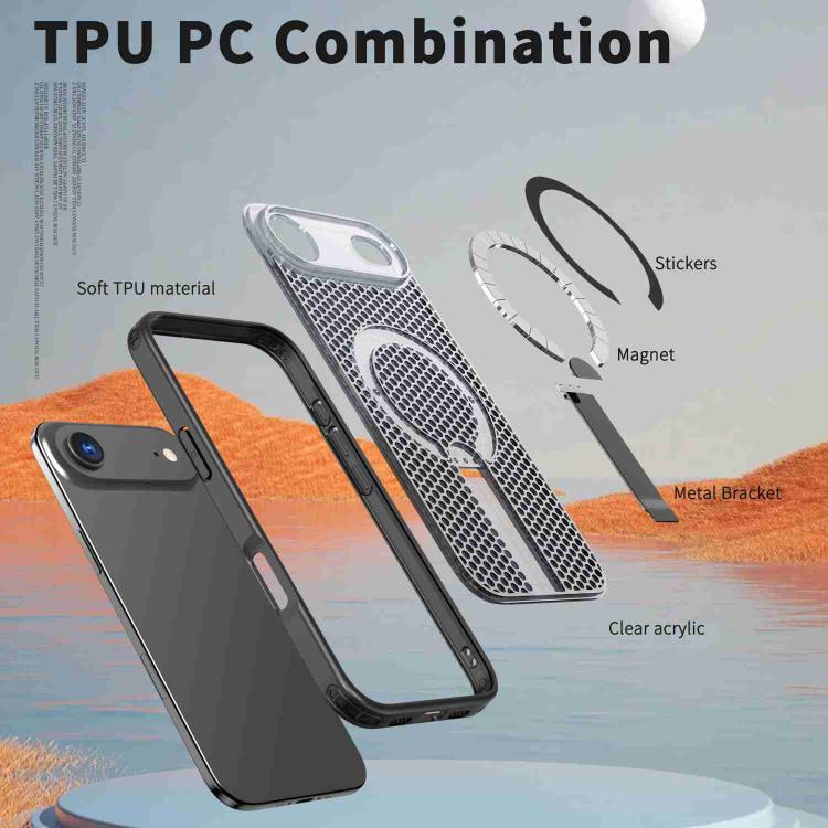 For iPhone Air kalebol Honeycomb Cooling MagSafe Holder Phone Case(Black) - iPhone Air Cases by Kalebol | Online Shopping UK | buy2fix