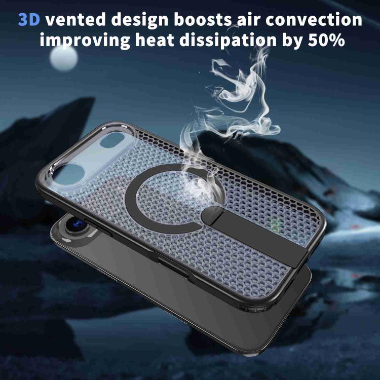 For iPhone Air kalebol Honeycomb Cooling MagSafe Holder Phone Case(Black) - iPhone Air Cases by Kalebol | Online Shopping UK | buy2fix