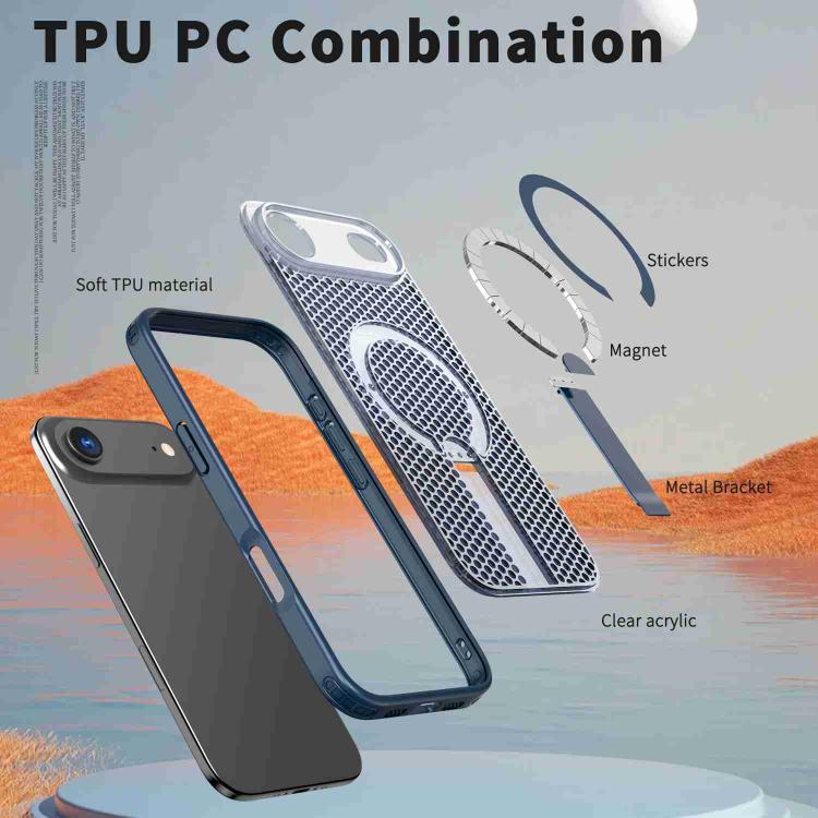 For iPhone 17 Air kalebol Honeycomb Cooling MagSafe Holder Phone Case(Blue) - iPhone 17 Air Cases by Kalebol | Online Shopping UK | buy2fix