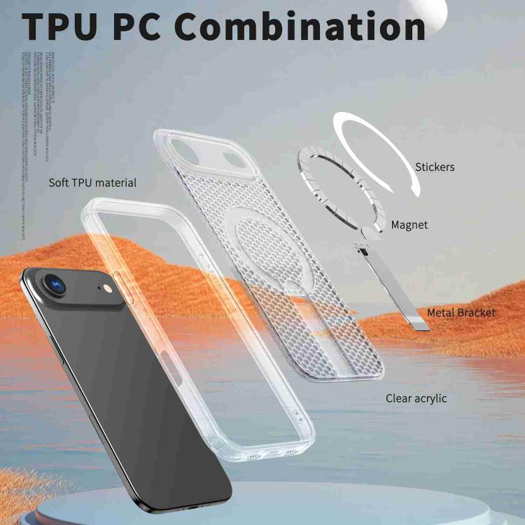 For iPhone Air kalebol Honeycomb Cooling MagSafe Holder Phone Case(Frosted Transparent) - iPhone Air Cases by Kalebol | Online Shopping UK | buy2fix