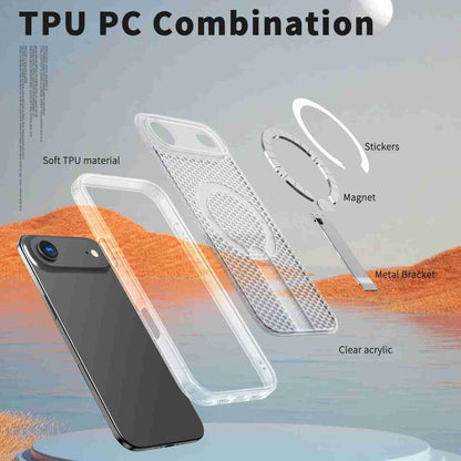For iPhone Air kalebol Honeycomb Cooling MagSafe Holder Phone Case(Frosted Transparent) - iPhone Air Cases by Kalebol | Online Shopping UK | buy2fix
