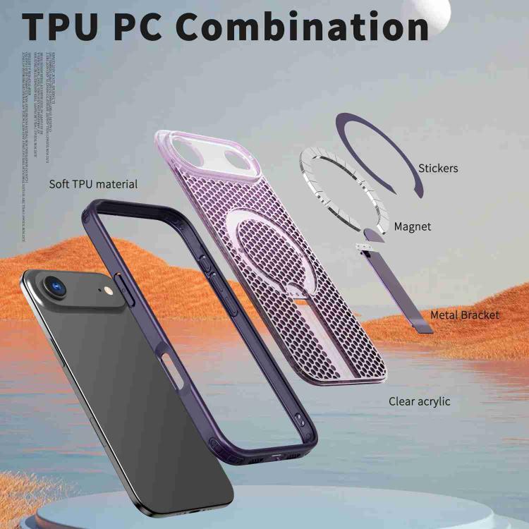 For iPhone Air kalebol Honeycomb Cooling MagSafe Holder Phone Case(Purple) - iPhone Air Cases by Kalebol | Online Shopping UK | buy2fix