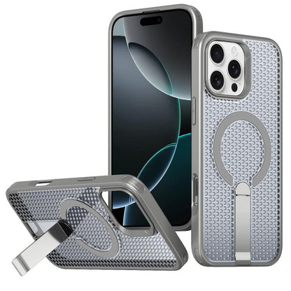 For iPhone 16 Pro Max kalebol Honeycomb Cooling MagSafe Holder Phone Case(Titanium Grey) - iPhone 16 Pro Max Cases by Kalebol | Online Shopping UK | buy2fix
