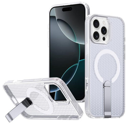 For iPhone 16 Pro Max kalebol Honeycomb Cooling MagSafe Holder Phone Case(Frosted Transparent) - iPhone 16 Pro Max Cases by Kalebol | Online Shopping UK | buy2fix