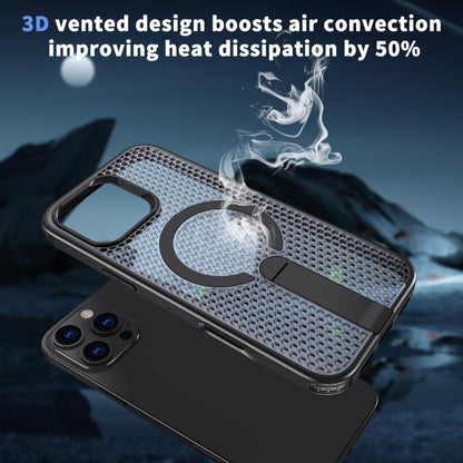 For iPhone 16 Pro kalebol Honeycomb Cooling MagSafe Holder Phone Case(Black) - iPhone 16 Pro Cases by Kalebol | Online Shopping UK | buy2fix
