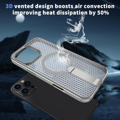 For iPhone 16 Pro kalebol Honeycomb Cooling MagSafe Holder Phone Case(Titanium Grey) - iPhone 16 Pro Cases by Kalebol | Online Shopping UK | buy2fix