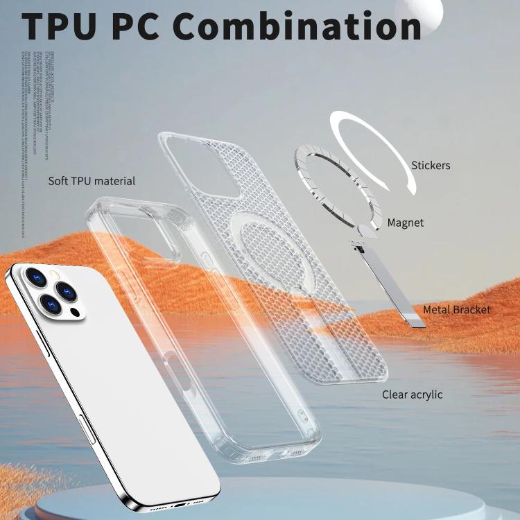 For iPhone 16 Pro kalebol Honeycomb Cooling MagSafe Holder Phone Case(Frosted Transparent) - iPhone 16 Pro Cases by Kalebol | Online Shopping UK | buy2fix