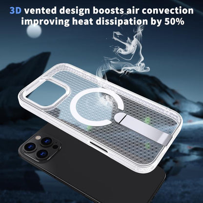For iPhone 16 Pro kalebol Honeycomb Cooling MagSafe Holder Phone Case(Frosted Transparent) - iPhone 16 Pro Cases by Kalebol | Online Shopping UK | buy2fix