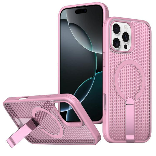For iPhone 16 Pro kalebol Honeycomb Cooling MagSafe Holder Phone Case(Pink) - iPhone 16 Pro Cases by Kalebol | Online Shopping UK | buy2fix