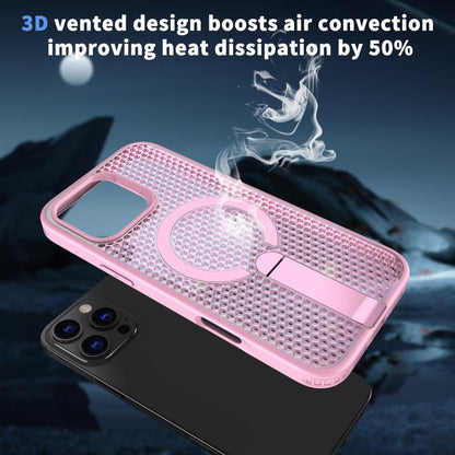 For iPhone 16 Plus kalebol Honeycomb Cooling MagSafe Holder Phone Case(Pink) - iPhone 16 Plus Cases by Kalebol | Online Shopping UK | buy2fix