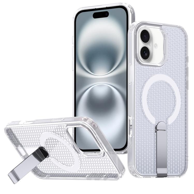 For iPhone 16 kalebol Honeycomb Cooling MagSafe Holder Phone Case(Frosted Transparent) - iPhone 16 Cases by Kalebol | Online Shopping UK | buy2fix