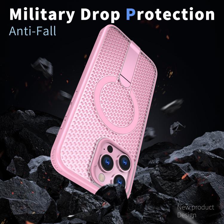 For iPhone 16 kalebol Honeycomb Cooling MagSafe Holder Phone Case(Pink) - iPhone 16 Cases by Kalebol | Online Shopping UK | buy2fix