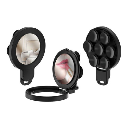 360 Degree Rotation MagSafe Magnetic Silicone Suction Cup Mirror Phone Holder(Black) - Ring Holder by buy2fix | Online Shopping UK | buy2fix