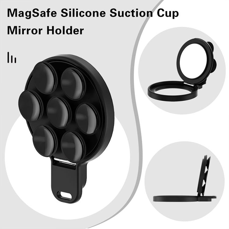 360 Degree Rotation MagSafe Magnetic Silicone Suction Cup Mirror Phone Holder(White) - Ring Holder by buy2fix | Online Shopping UK | buy2fix