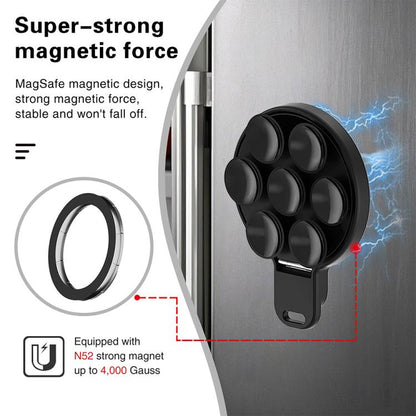360 Degree Rotation MagSafe Magnetic Silicone Suction Cup Mirror Phone Holder(White) - Ring Holder by buy2fix | Online Shopping UK | buy2fix