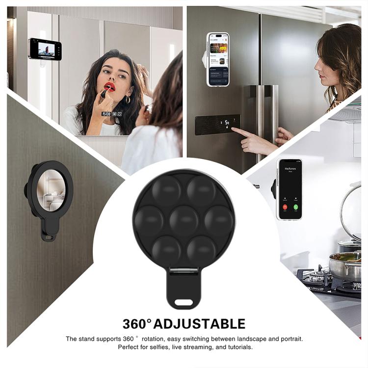 360 Degree Rotation MagSafe Magnetic Silicone Suction Cup Mirror Phone Holder(Black) - Ring Holder by buy2fix | Online Shopping UK | buy2fix