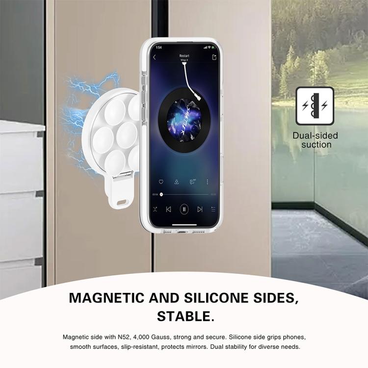 360 Degree Rotation MagSafe Magnetic Silicone Suction Cup Mirror Phone Holder(Black) - Ring Holder by buy2fix | Online Shopping UK | buy2fix