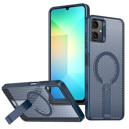 For Galaxy A06 5G kalebol Honeycomb Cooling MagSafe Holder Phone Case(Blue)