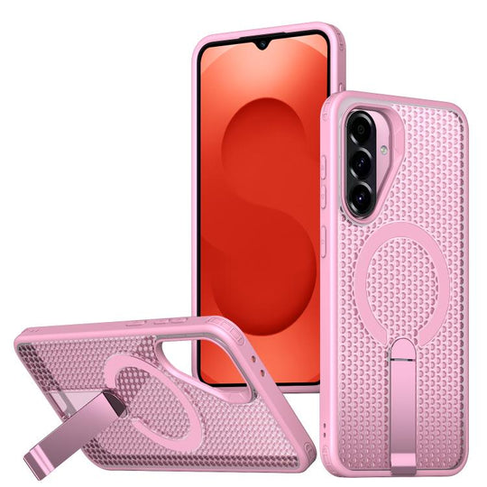 For Galaxy A26 5G kalebol Honeycomb Cooling MagSafe Holder Phone Case(Pink)