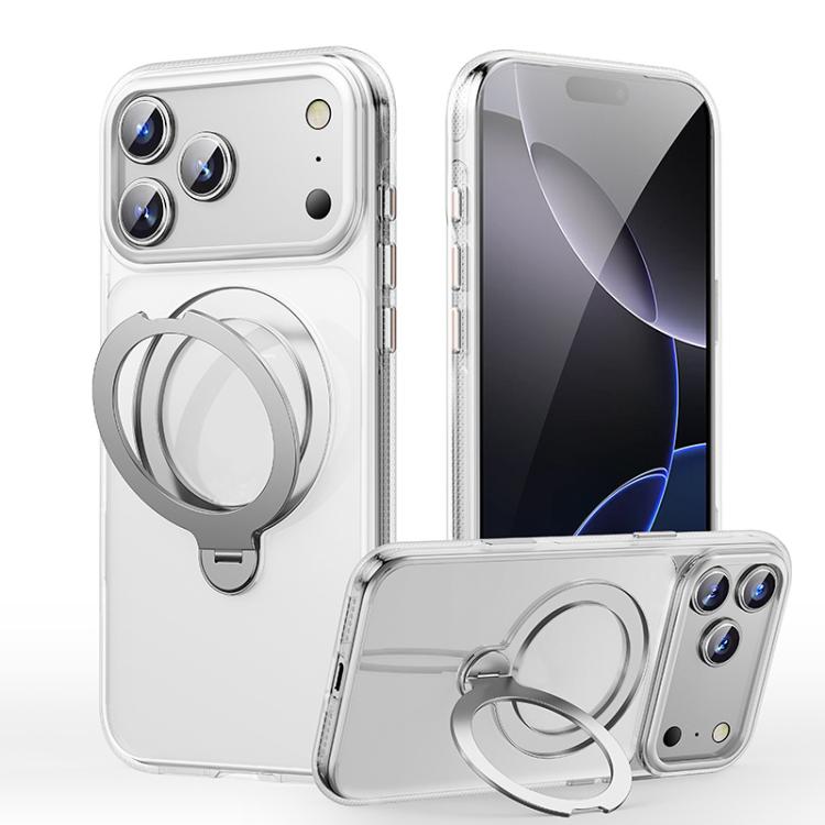 For iPhone 17 Pro Max Gear-Style Stress Relief 360 Rotation Holder MagSafe Phone Case(Transparent) - iPhone 17 Pro Max Cases by buy2fix | Online Shopping UK | buy2fix