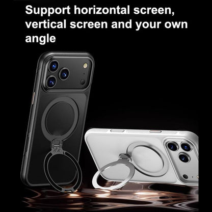 For iPhone 17 Pro Gear-Style Stress Relief 360 Rotation Holder MagSafe Phone Case(Black) - iPhone 17 Pro Cases by buy2fix | Online Shopping UK | buy2fix