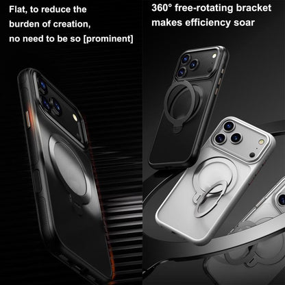 For iPhone 17 Pro Max Gear-Style Stress Relief 360 Rotation Holder MagSafe Phone Case(White) - iPhone 17 Pro Max Cases by buy2fix | Online Shopping UK | buy2fix