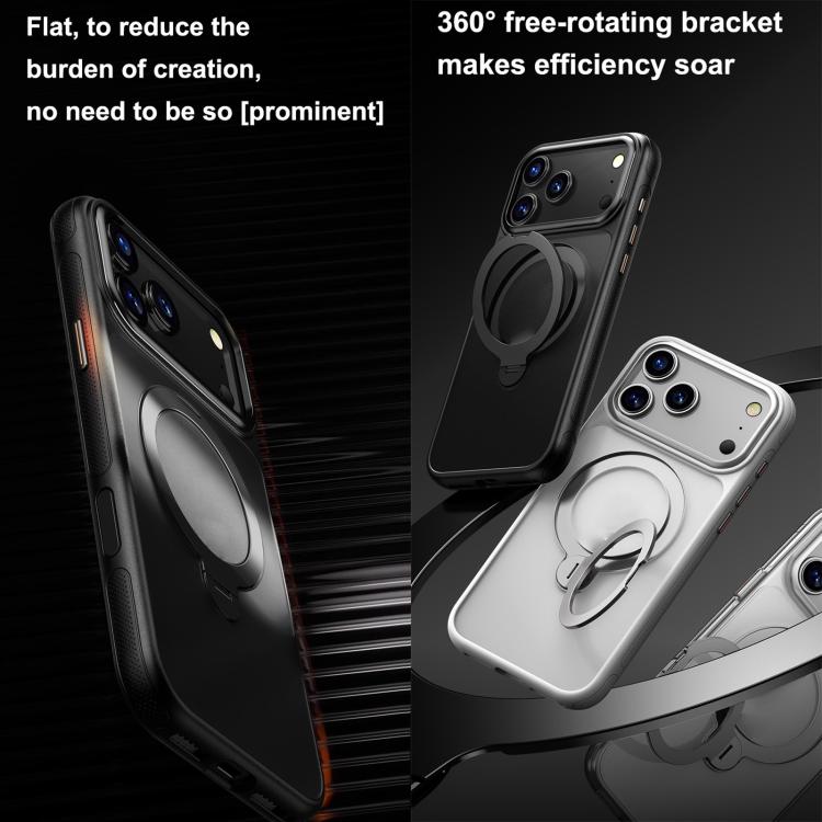 For iPhone 17 Pro Gear-Style Stress Relief 360 Rotation Holder MagSafe Phone Case(Black) - iPhone 17 Pro Cases by buy2fix | Online Shopping UK | buy2fix