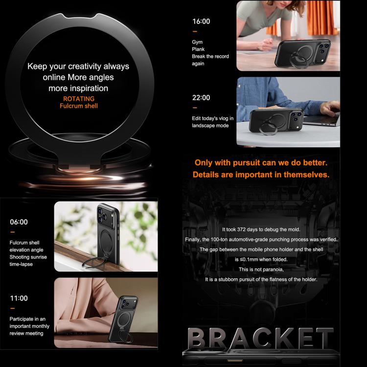 For iPhone 17 Pro Max Gear-Style Stress Relief 360 Rotation Holder MagSafe Phone Case(Black) - iPhone 17 Pro Max Cases by buy2fix | Online Shopping UK | buy2fix