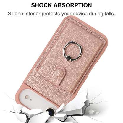 For iPhone Air Litchi Texture Drawing Card Bag Ring Holder Phone Case(Rose Gold) - iPhone Air Cases by buy2fix | Online Shopping UK | buy2fix